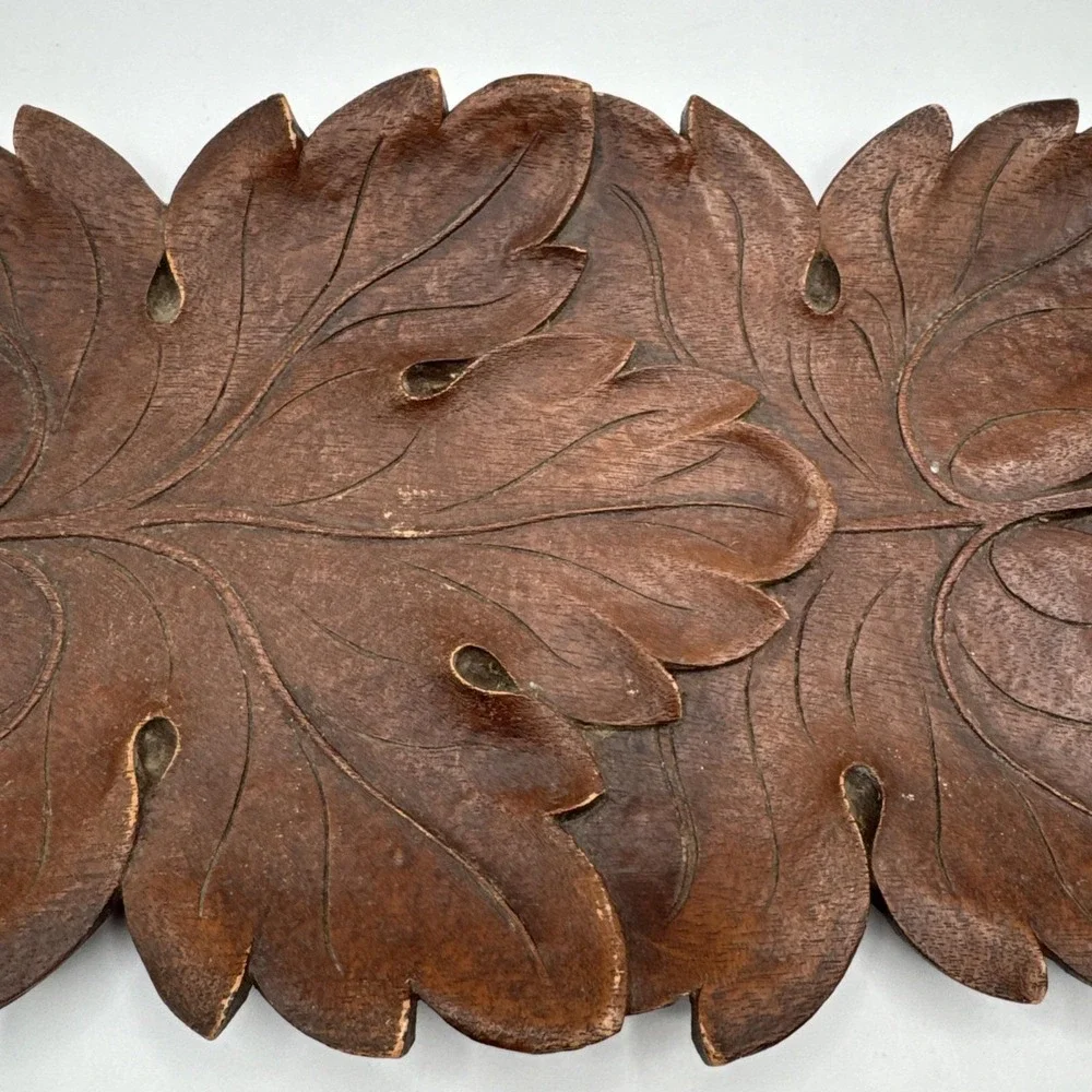 Vintage Syroco Wood Leaf Decorative Tray‎ with Handles Fall Holiday